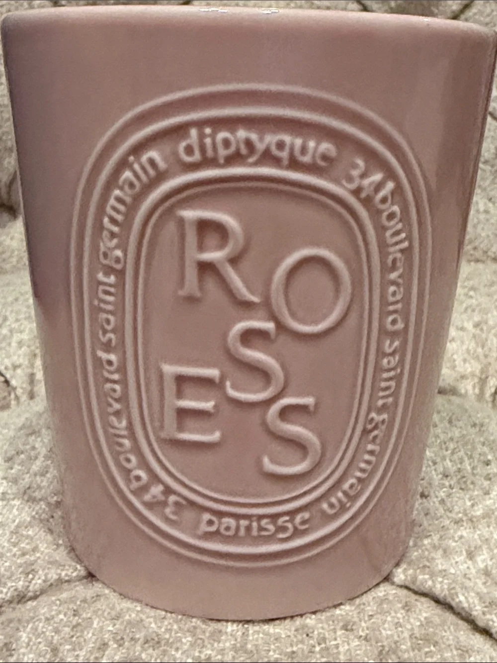 diptyque Pink Embossed Roses Ceramic Candle Holder
